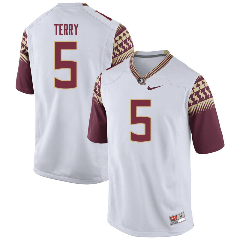 Men #5 Tamorrion Terry Florida State Seminoles College Football Jerseys Sale-White - Click Image to Close